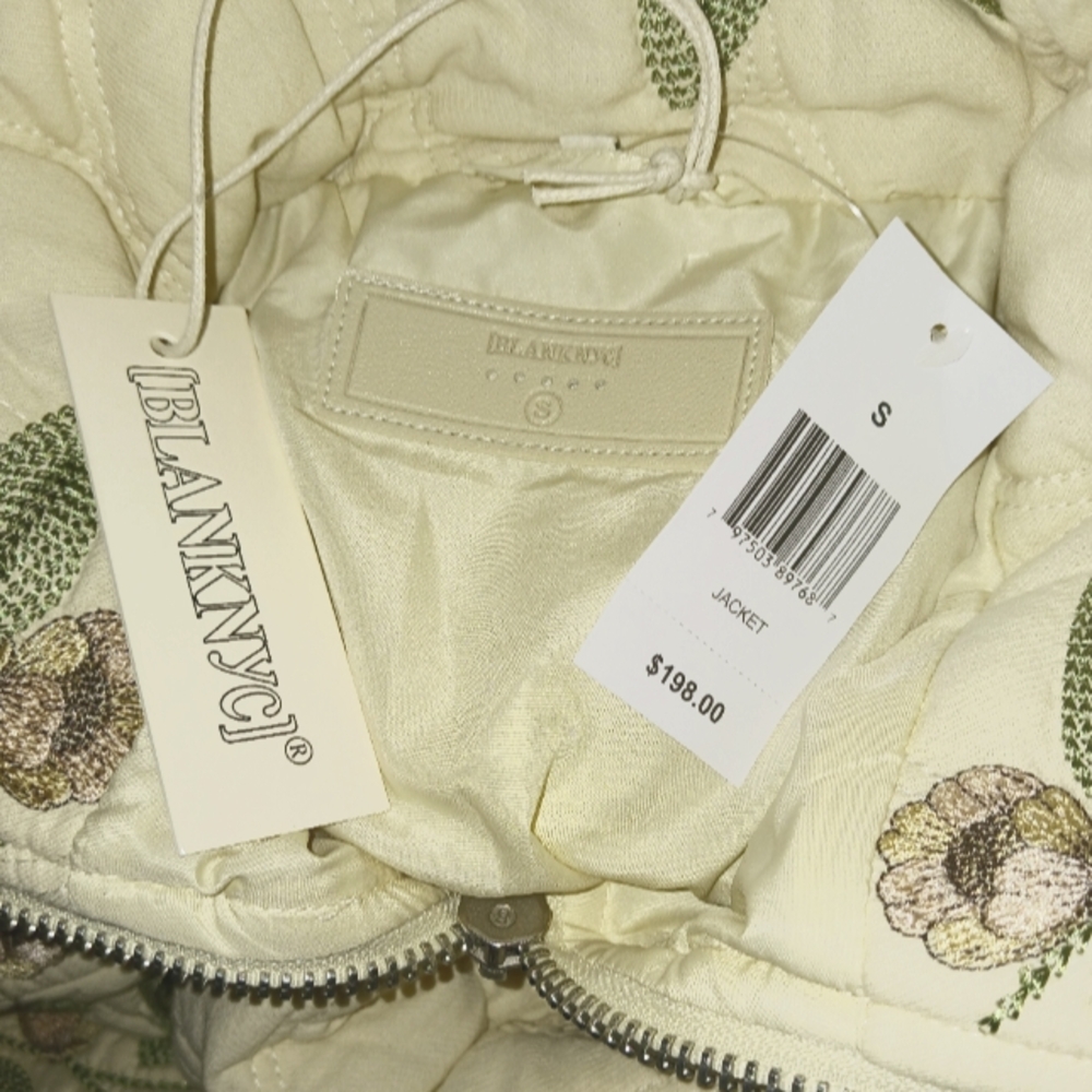 BlankNYC Floral Embroidered Quilted Jacket Full Zip - Picture 2 of 16
